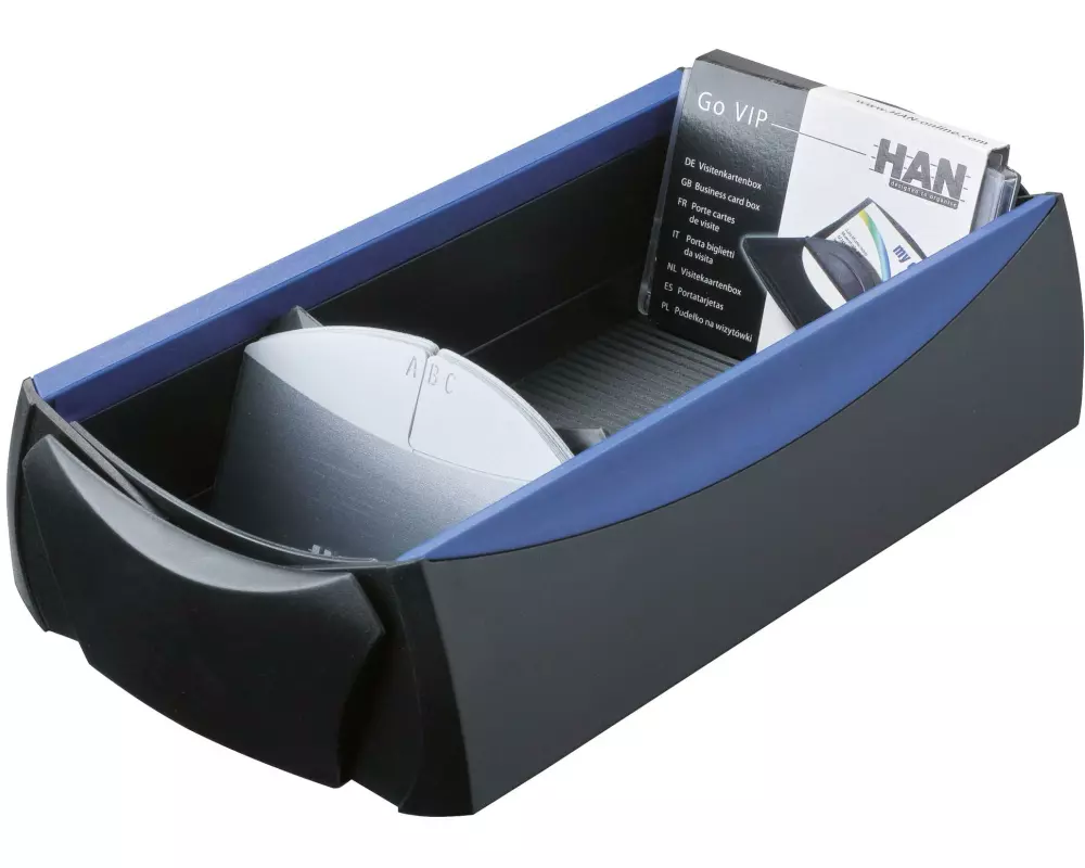 HAN Visitenkartenbox VIP 500 Karten, Schwarz/Blau