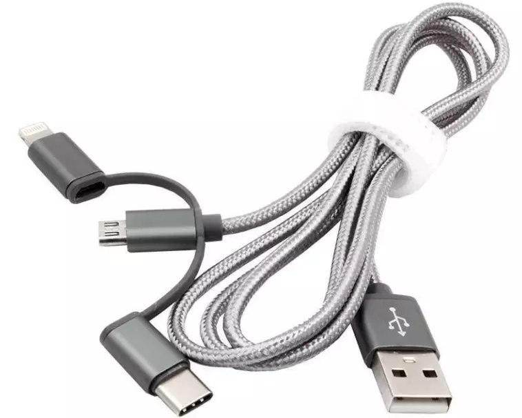 Exsys USB-Ladekabel USB A - Micro-USB B/Lightning/USB C 1 m