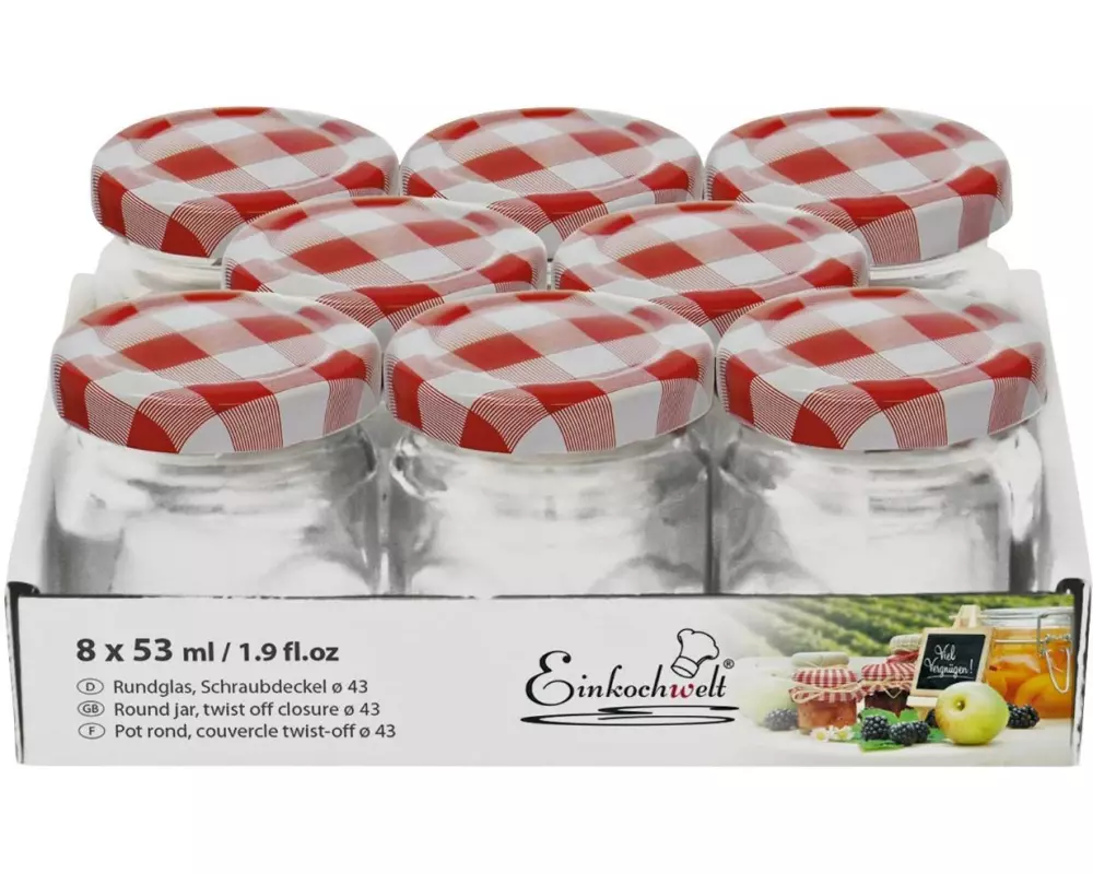 Einkochwelt Einmachglas 8 Stück, 53 ml, Ø 43 mm