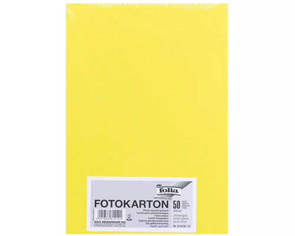 Folia Fotokarton A4, 300 g/m², 50 Blatt, Zitronengelb