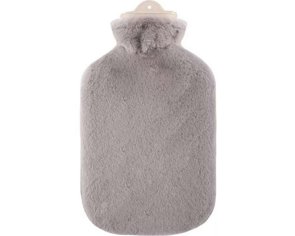 Sänger Bettflasche Plüschbezug super soft grau Grau