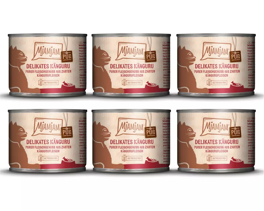 Mjamjam Nassfutter Dose Känguru pur, 6 x 200 g