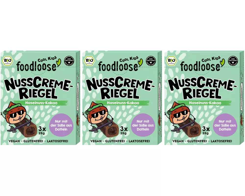 foodloose Nusscreme-Riegel Haselnuss-Kakao 3 x 28 g