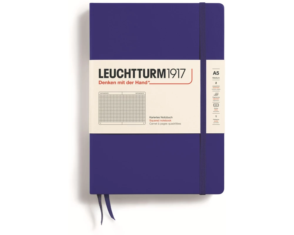 Leuchtturm Notizbuch Medium A5, Kariert, Dunkelblau