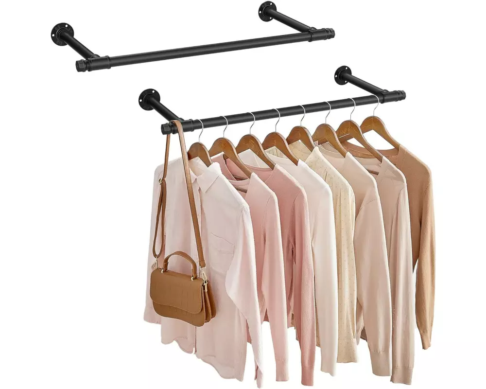 Songmics Wandgarderobe 2 Stück 84 cm x 7 cm, Schwarz