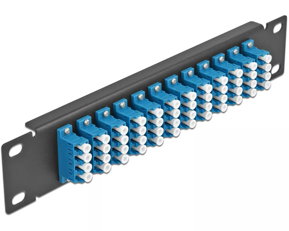 Delock Verteilerplatte 10″ LWL Patchpanel 12 Port LC Quad schwarz