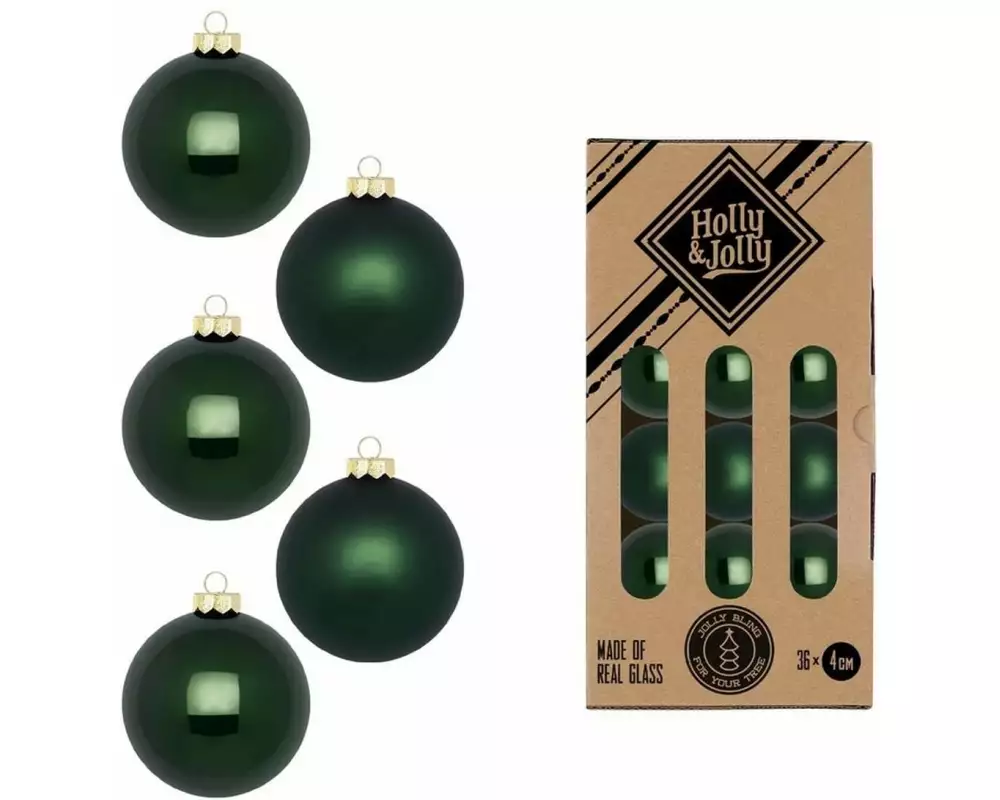 Holly & Jolly Weihnachtskugel Loden Green Ø 4 cm, 36 Stück