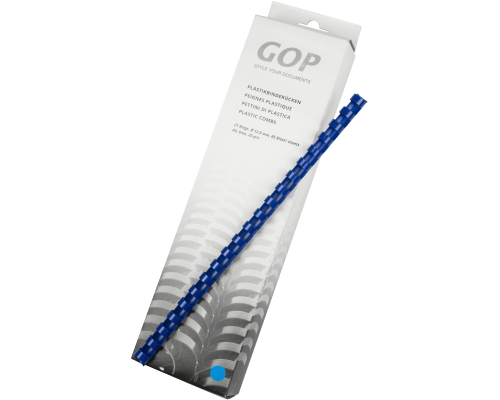 GOP Plastikbinderücken 020492 12mm blau 25 Stück