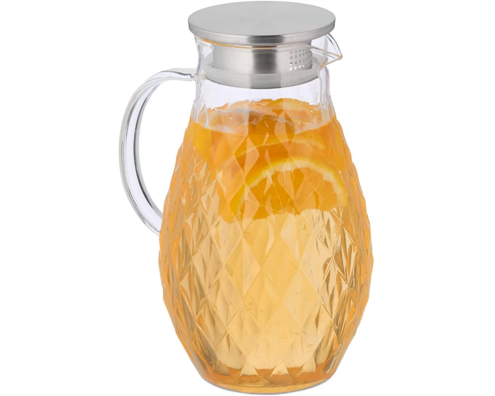 relaxdays Krug 2 Liter, Silber/Transparent