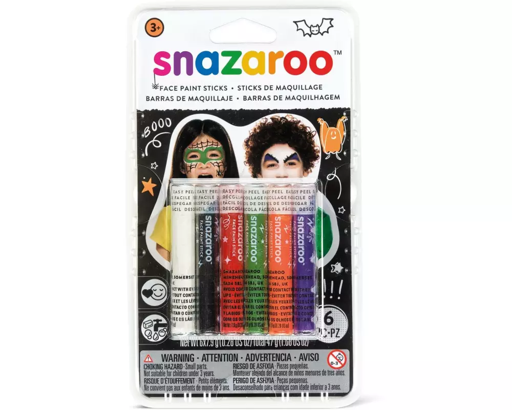 Snazaroo Zubehör Schminkstifte Halloween, 6 Stück