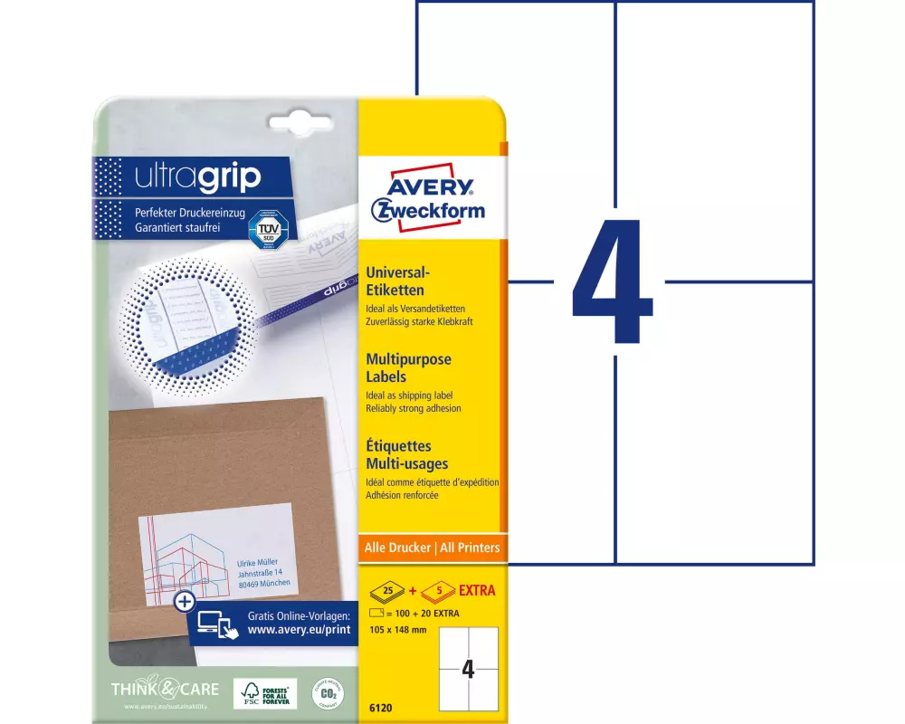 Avery Zweckform Universal-Etiketten 6120 105 x 148 mm, 30 Blatt