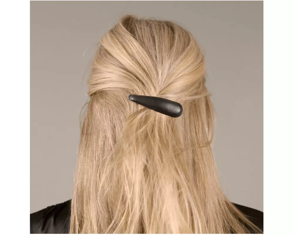 corinne Vegan Barrette Haarspange Leder Schwarz