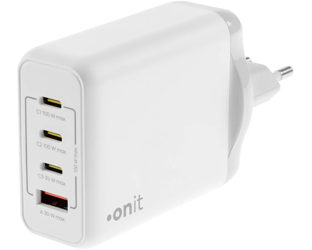 onit USB-Wandladegerät Quad 3C1A 100 W GaN Weiss