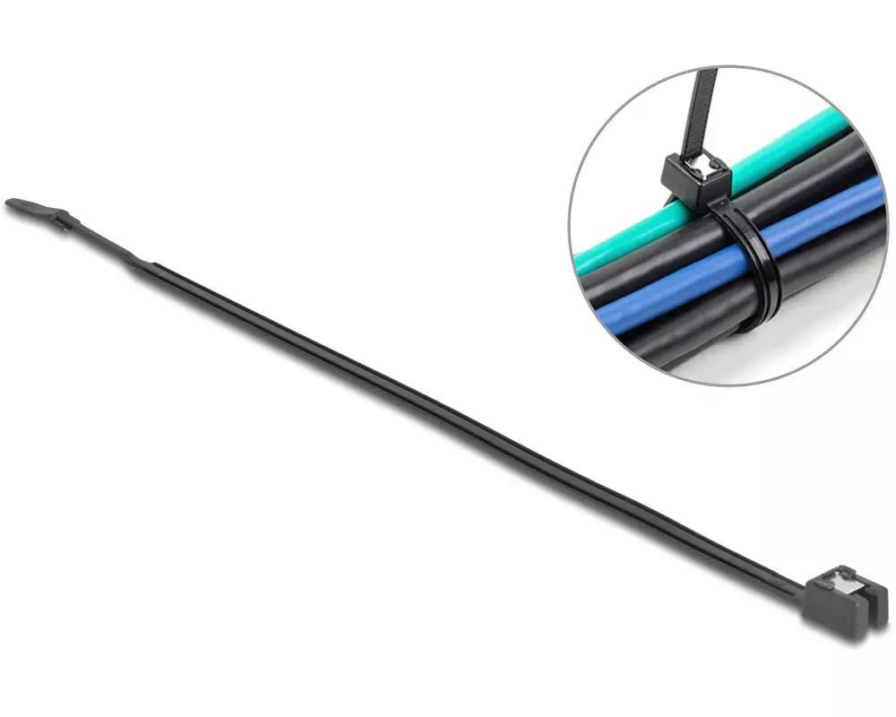 Delock Kabelbinder 50 Stück Schwarz 200 mm x 4.8 mm