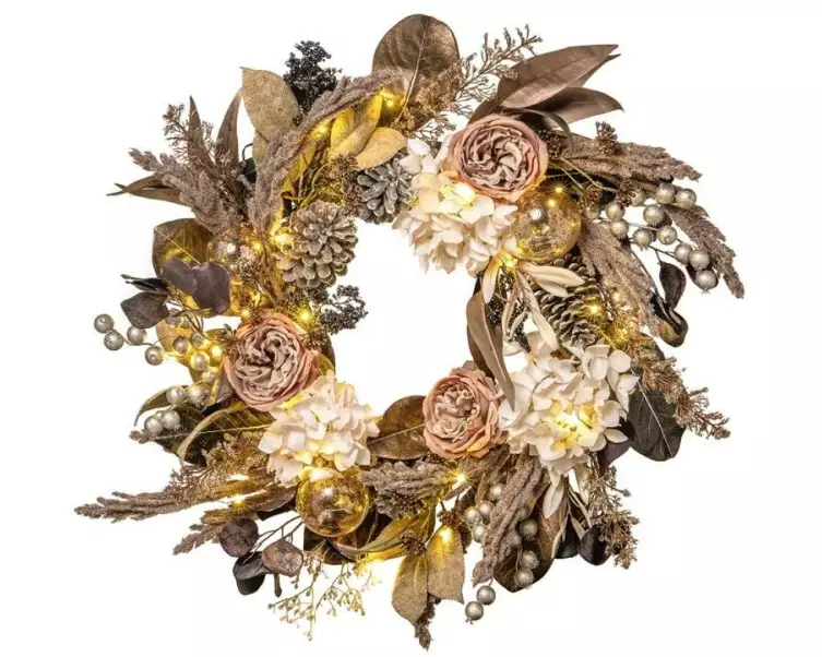 STT LED-Weihnachtskranz Flower wreath 65 Warmweiss