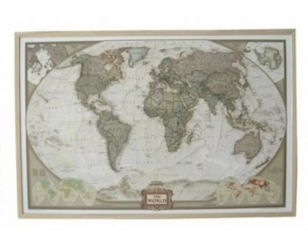 National Geographic Weltkarte auf Kork-Pinnwand in Englisch, 90x60cm