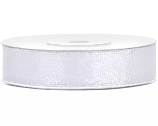 Partydeco Satinband 1.2 cm x 25 m, Weiss