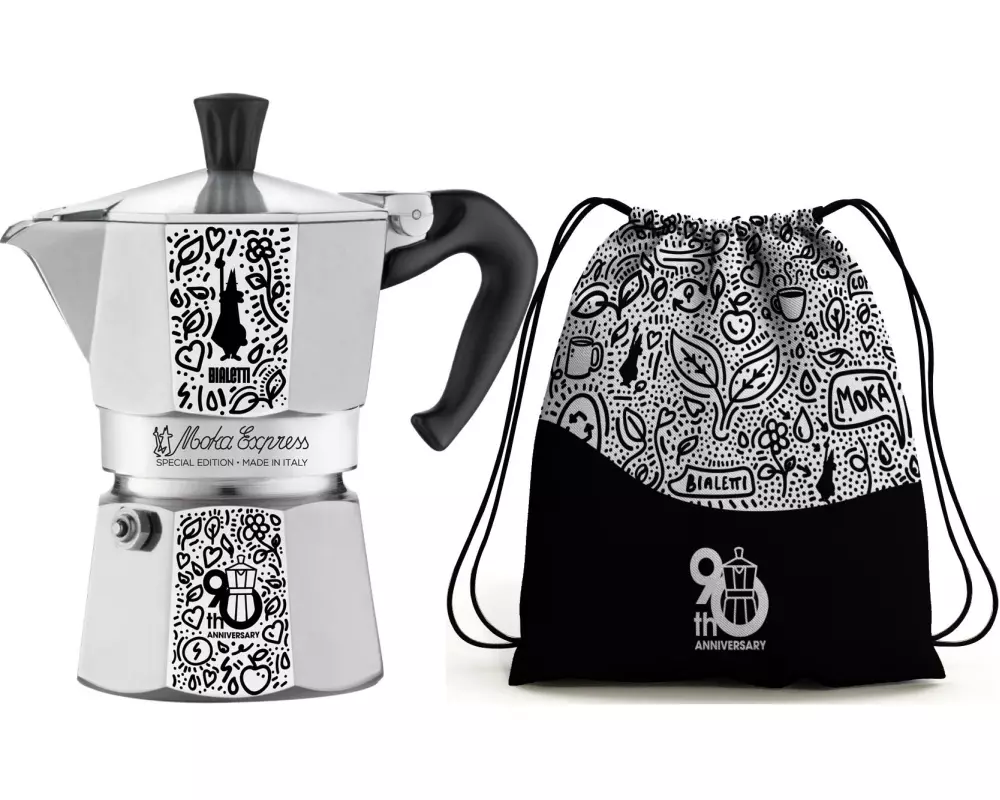 Bialetti Espressokocher Moka Express Anniversary 3 Tassen, Silber