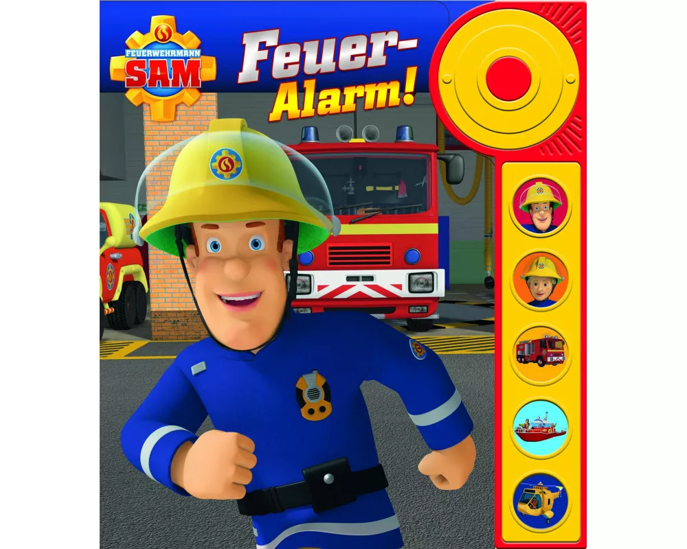 Feuerwehrmann Sam - Feuer-Alarm! - Soundbuch - Pappbilderbuch mit Alarmknopf und 5 spannenden Geräuschen für Kinder ab 3 Jahren