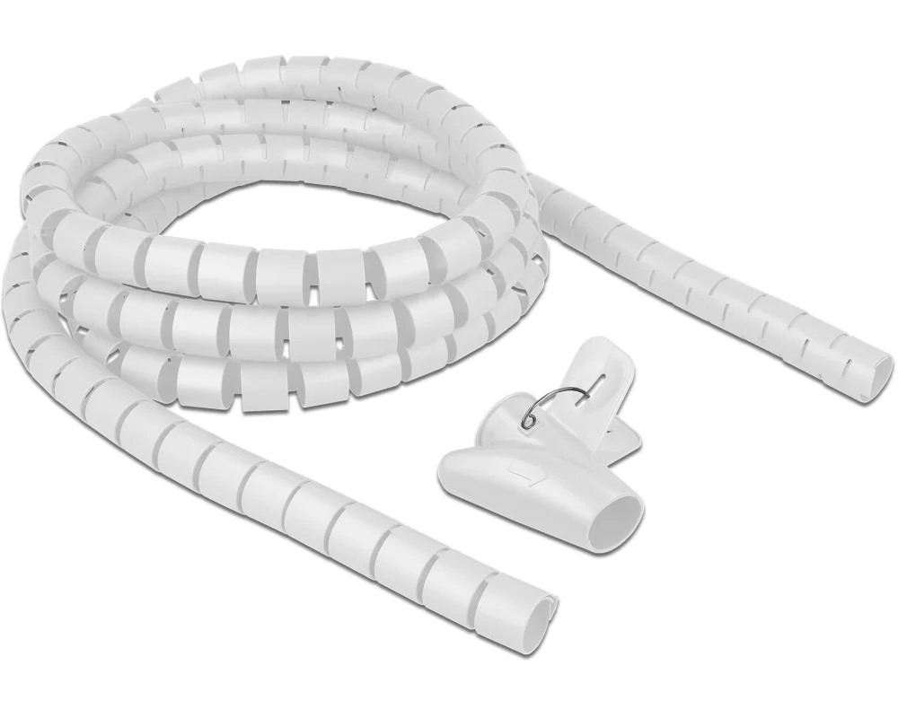 Delock Spiroschlauch mit Einziehwerkzeug, 2.5 m x 25 mm Weiss