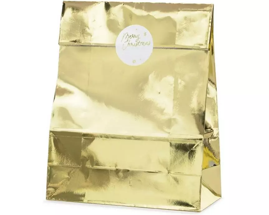 Partydeco Geschenktüte Gold, 25 x 38 x 11 cm