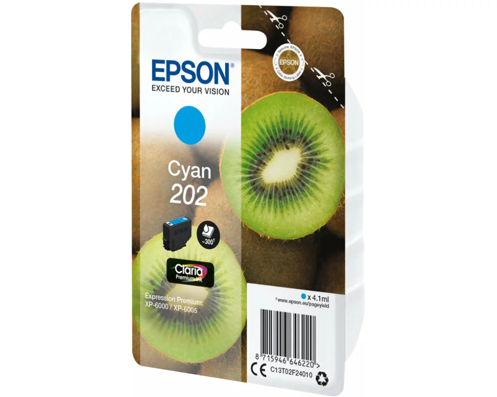 Epson Singlepack Cyan 202 Kiwi Claria Premium Ink