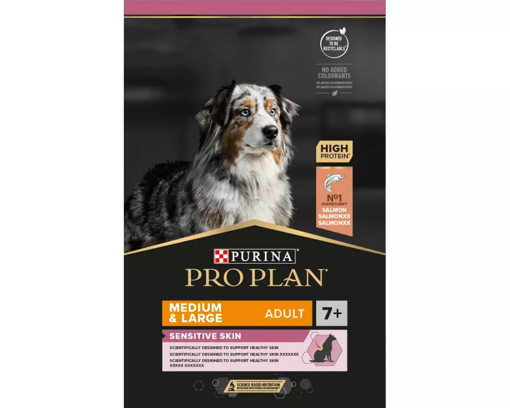 Purina Pro Plan Trockenfutter M/L Adult 7+ Sensitive Skin Lachs, 14 kg