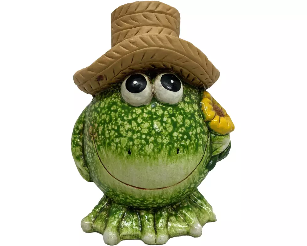 Dameco Dekofigur Frosch mit Blume 12 cm