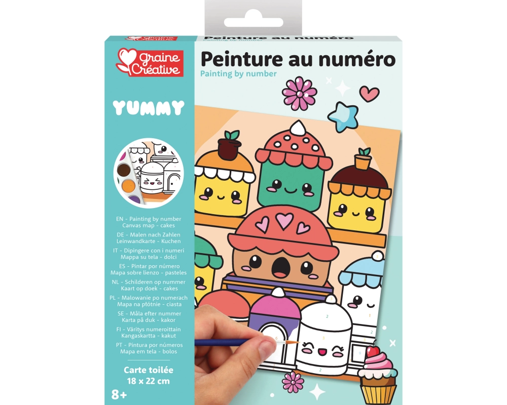 GRAINE CREATIVE Malen nach Zahlen 18x22cm GC-750268 Kawaii Kuchen