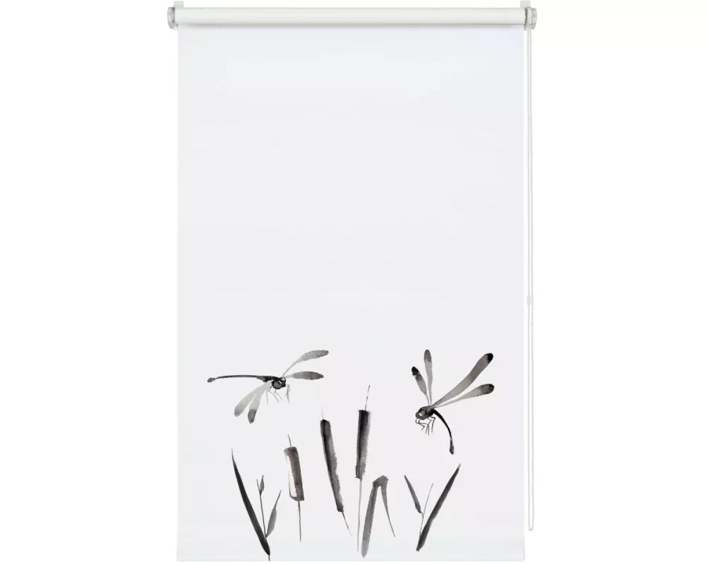 Gardinia Rollo Japandi Dragonfly 60 x 150 cm, Grau/Weiss
