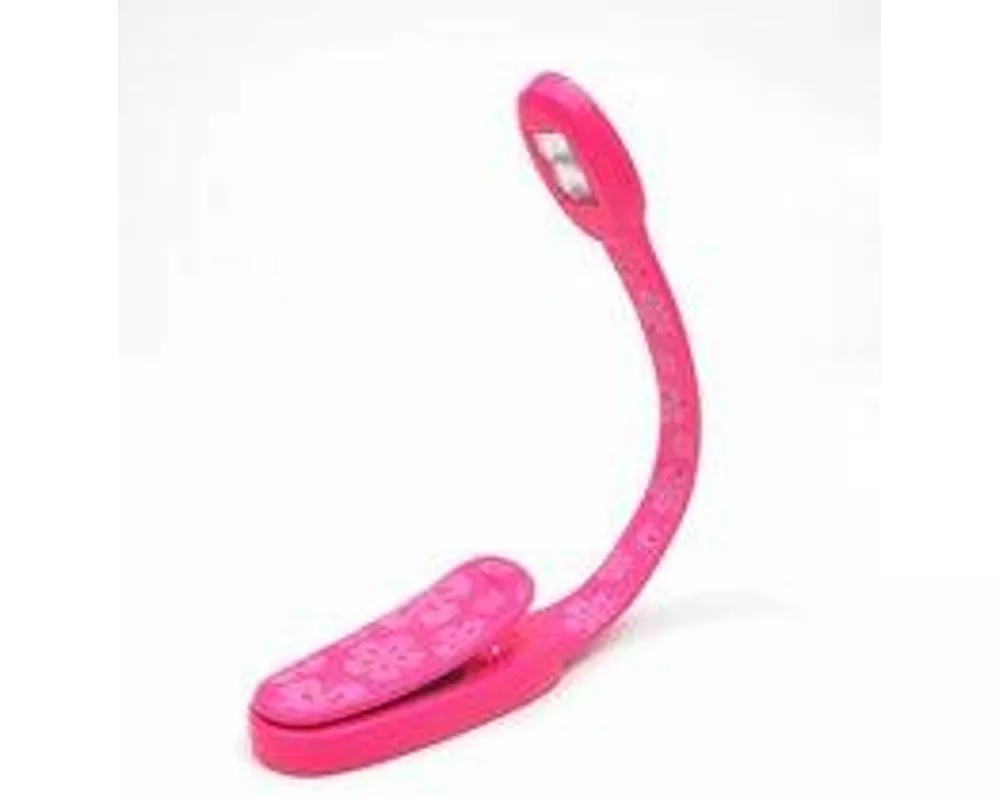 Flexilight Xtra (Pink Flowers) - 2-LED Leselampe mit Klammer - extralanger Hals - Geschenk für Leser, Buchliebhaber - Deutsche Ausgabe