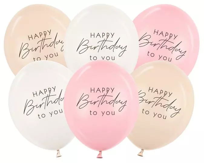 Partydeco Luftballon Happy Birthday, Rosa, 30 cm, 6 Stück