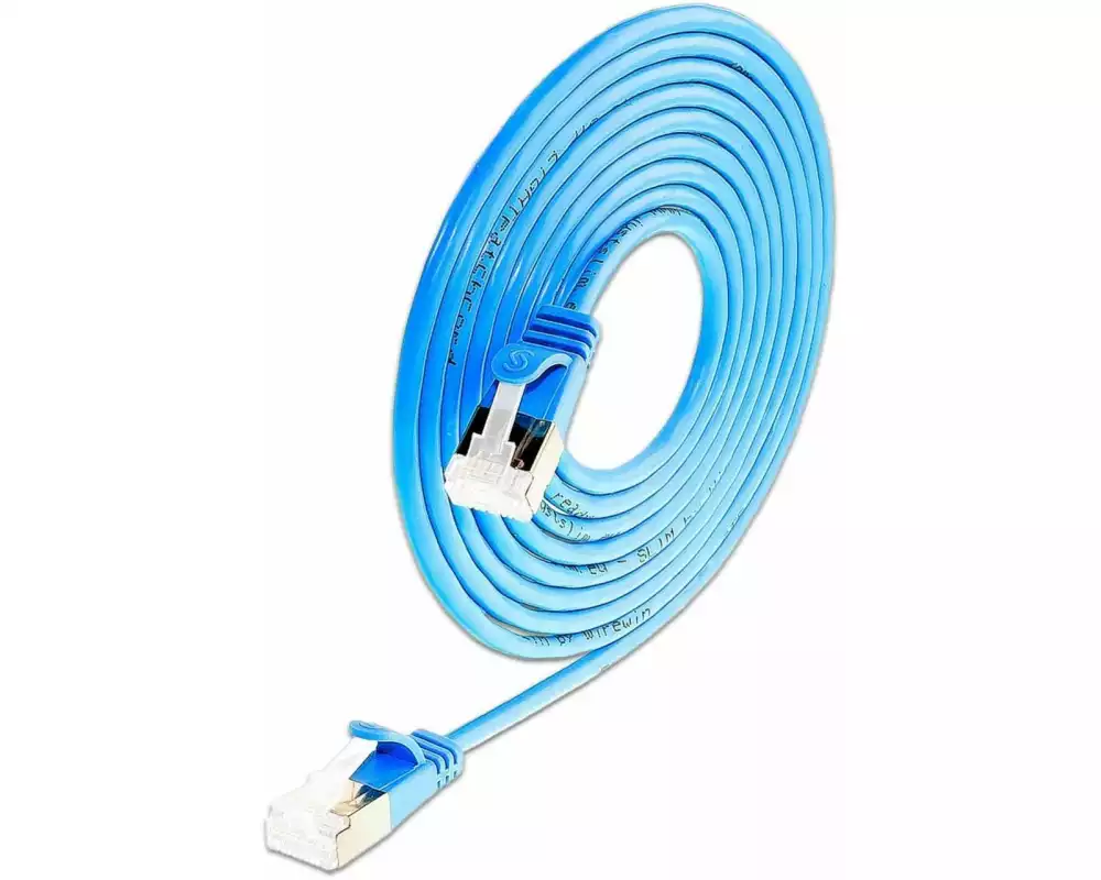 SLIM Slimpatchkabel RJ-45, Cat 6A, U/FTP, 0.15 m, Blau,50-Pack