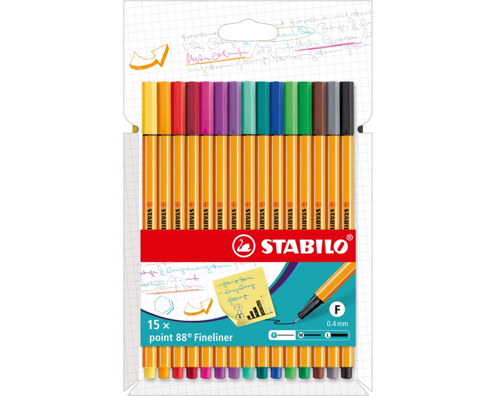 STABILO Fineliner Point 88 0.4mm 8815-4 Kartonetui 15 Stk.