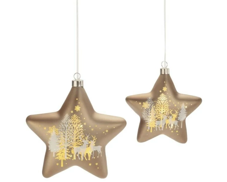 STT Glasdekoration Glass Star Set 2 Stk. Braun