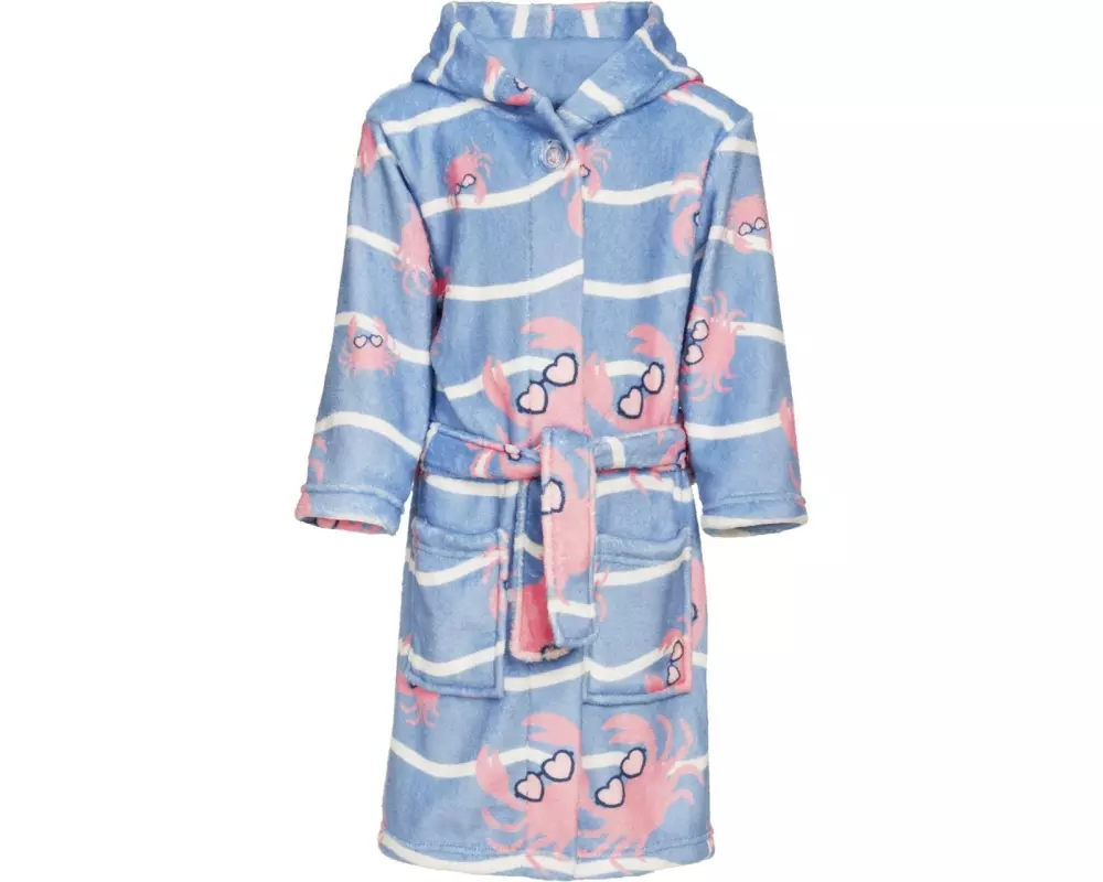Playshoes Fleece-Bademantel Krebs Blau/Pink Gr. 86/92