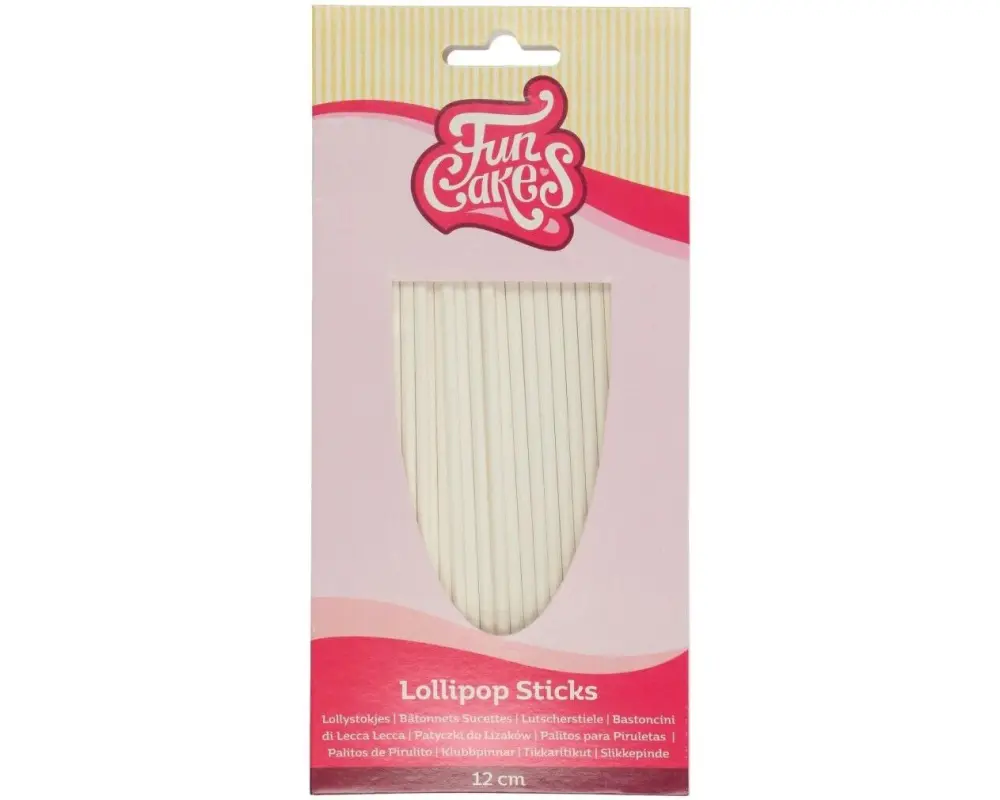 Funcakes Lutscherstiele Lollipop Stick, 12 cm, 50 Stück