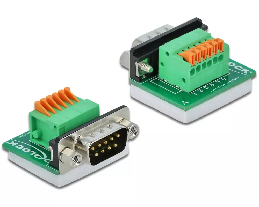 Delock Adapter Terminalblock RS232 DB9 Stecker horizontal 0 m