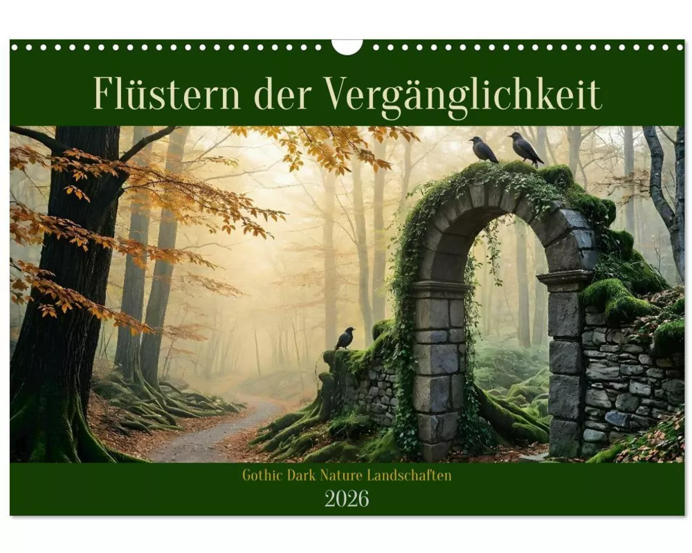 Flüstern der Vergänglichkeit - Gothic Dark Nature Landschaften (Wandkalender 2026 DIN A3 quer), CALVENDO Monatskalender