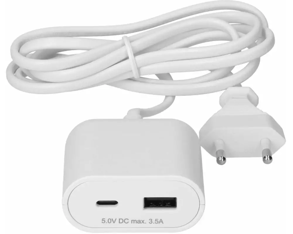 Max Hauri USB A+C-Verlängerung mit Zuleitung 1.5 m Weiss