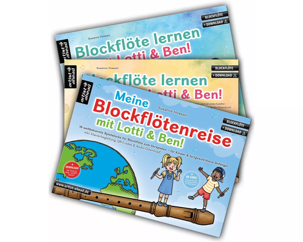 Blockflöte lernen mit Lotti & Ben - Band 1 und 2 + Meine Blockflötenreise im Set!