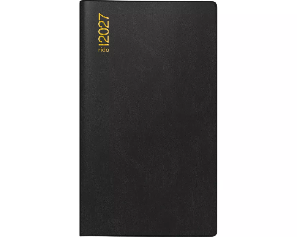 rido/idé 7040302907 Taschenkalender Mod. TM 12 2027 A6, Kunststoff, schwarz