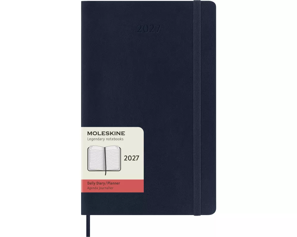 Moleskine 12 Monate Tageskalender 2027, Large/A5, 1 Tag = 1 Seite, weicher Einband, saphir