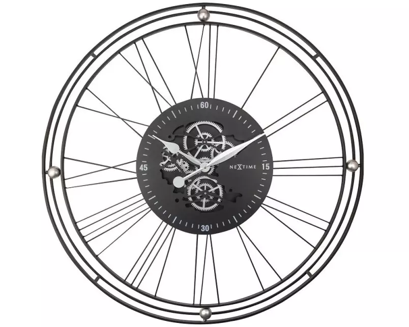 NeXtime Wanduhr Wire Gear Clock 90.5 Ø, Silber