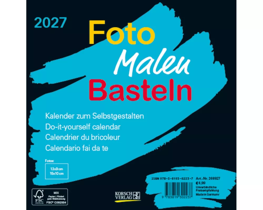 Foto-Malen-Basteln Bastelkalender schwarz quer 2027
