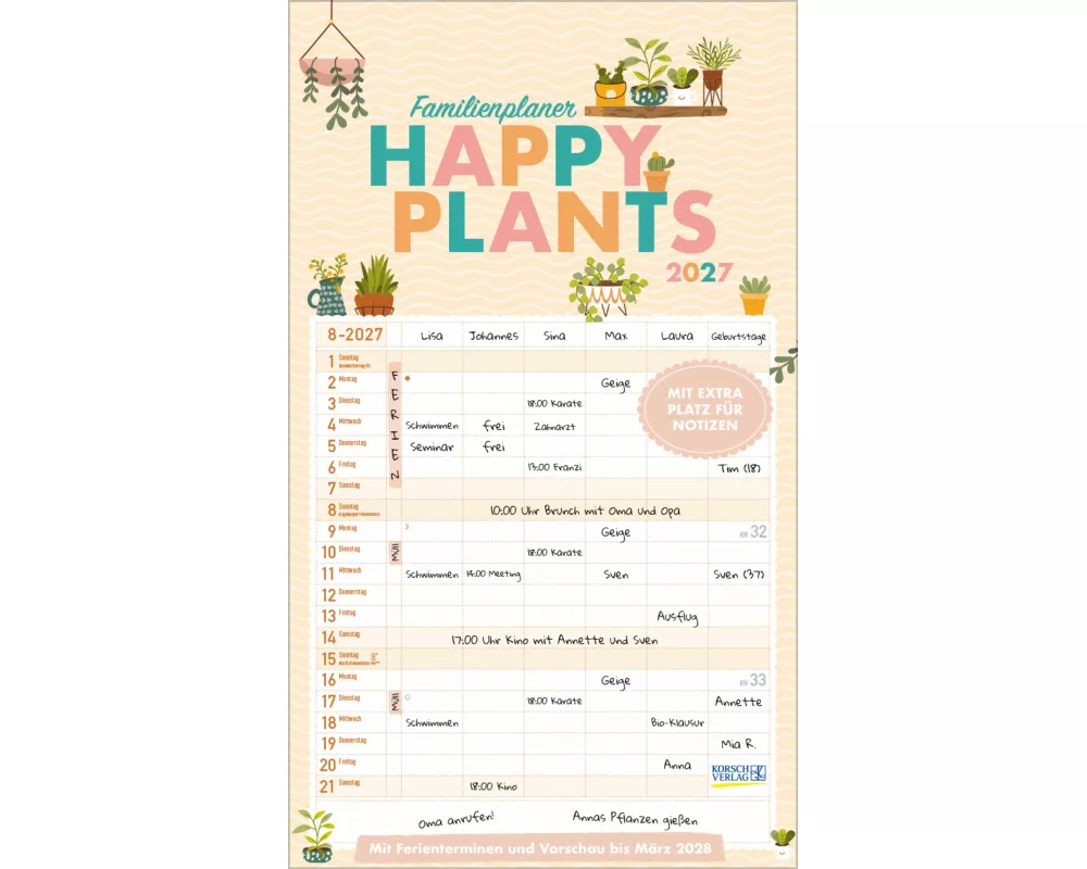 Familienplaner Happy Plants 2027