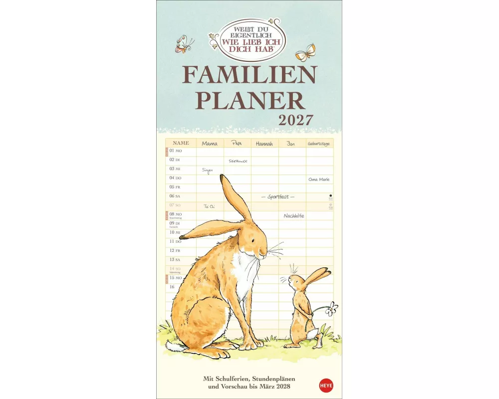 Weißt du eigentlich, wie lieb ich dich hab? Familienplaner 2027