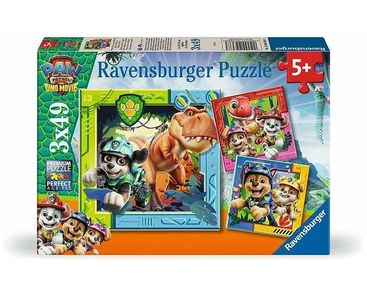 Kinderpuzzle 3x49 Teile - Paw Patrol 3 Dino Movie