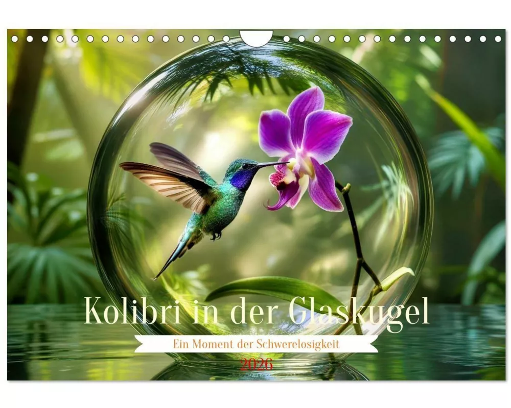 Kolibri in der Glaskugel (Wandkalender 2026 DIN A4 quer), CALVENDO Monatskalender