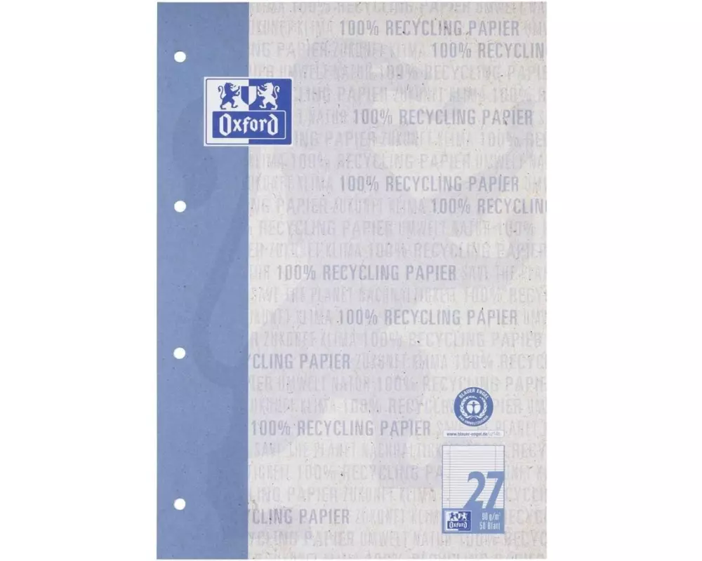 Oxford Notizblock A4, liniert, Blau